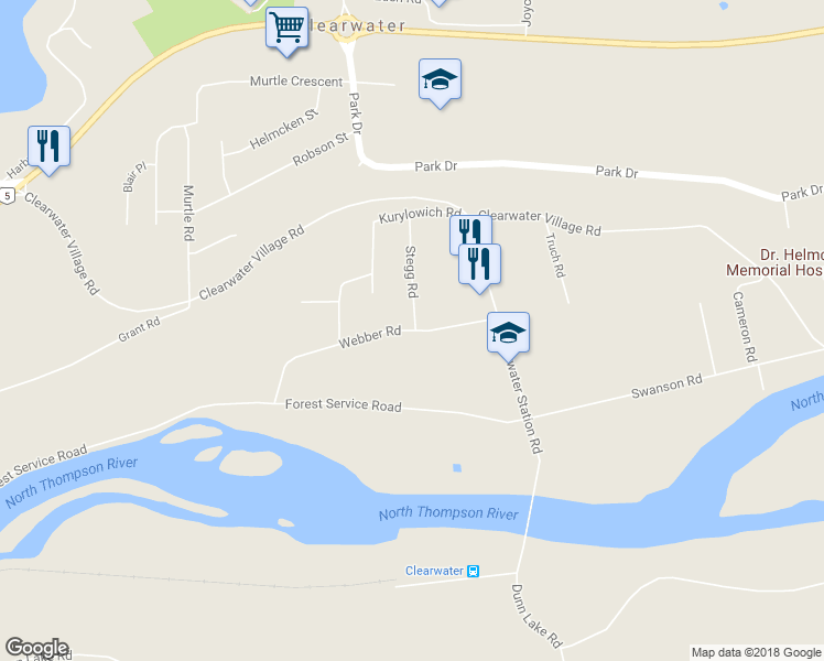 map of restaurants, bars, coffee shops, grocery stores, and more near 430 Webber Road in Clearwater