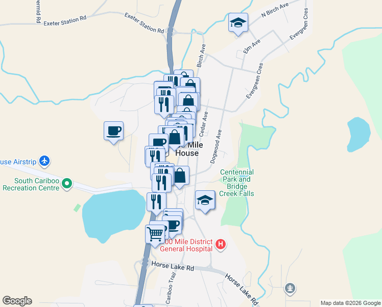 map of restaurants, bars, coffee shops, grocery stores, and more near 275 3 Street in Buffalo Creek
