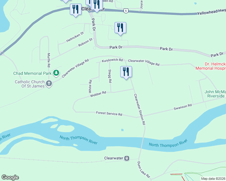 map of restaurants, bars, coffee shops, grocery stores, and more near 430 Webber Road in Clearwater