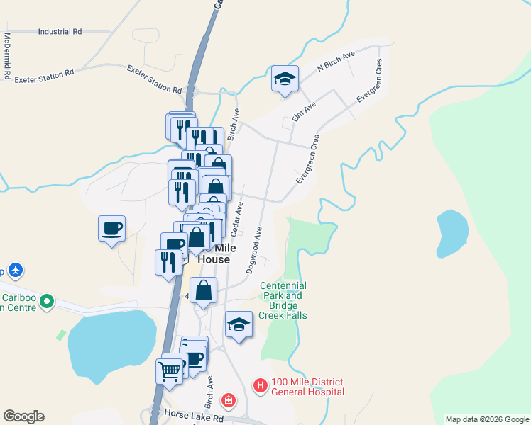 map of restaurants, bars, coffee shops, grocery stores, and more near 145 Dogwood Avenue in Buffalo Creek