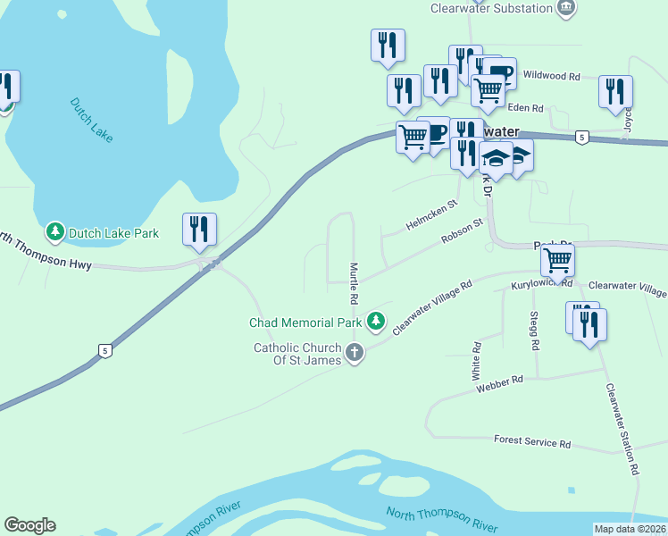 map of restaurants, bars, coffee shops, grocery stores, and more near 219 Murtle Road in Clearwater