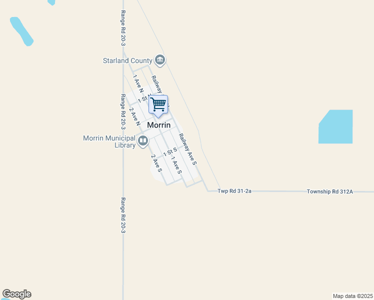 map of restaurants, bars, coffee shops, grocery stores, and more near 204 Railway Avenue South in Morrin