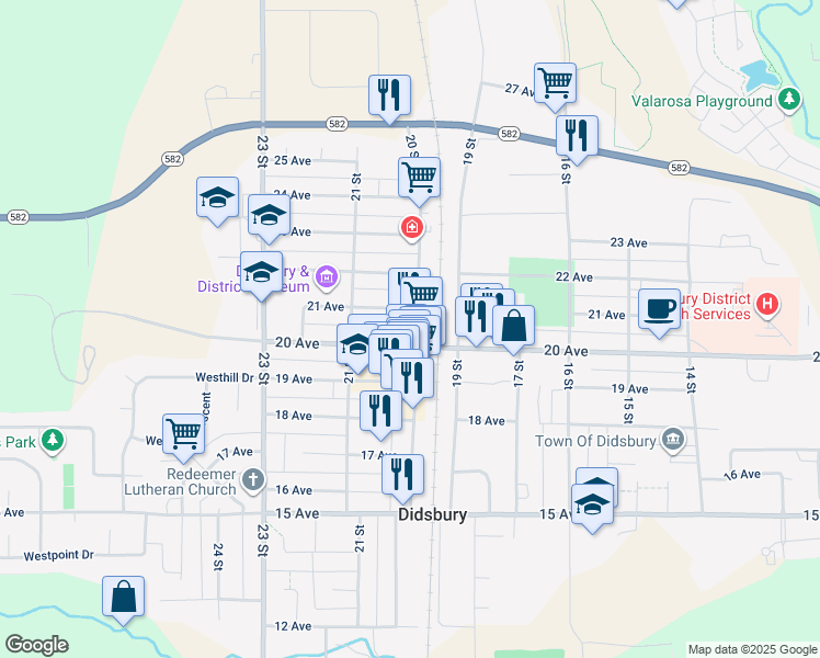 map of restaurants, bars, coffee shops, grocery stores, and more near 2016 20 Street in Didsbury