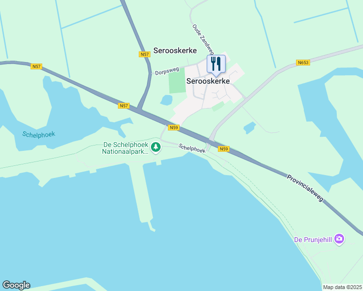 map of restaurants, bars, coffee shops, grocery stores, and more near Schelphoek in Serooskerke Schouwen