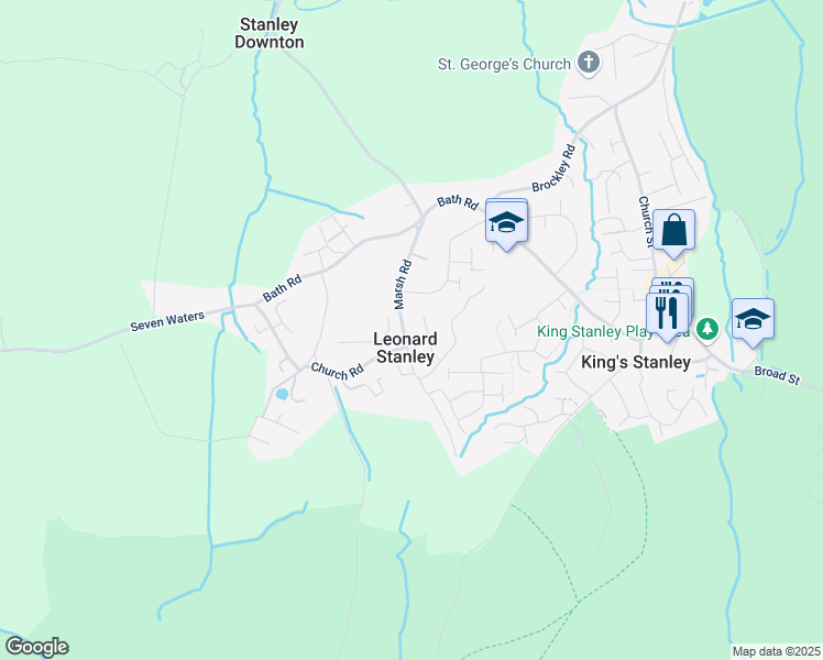 map of restaurants, bars, coffee shops, grocery stores, and more near in Leonard Stanley
