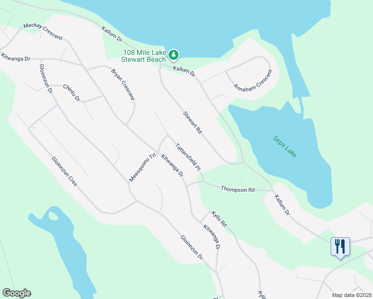 map of restaurants, bars, coffee shops, grocery stores, and more near 4885 Tattersfield Place in 108 Mile Ranch