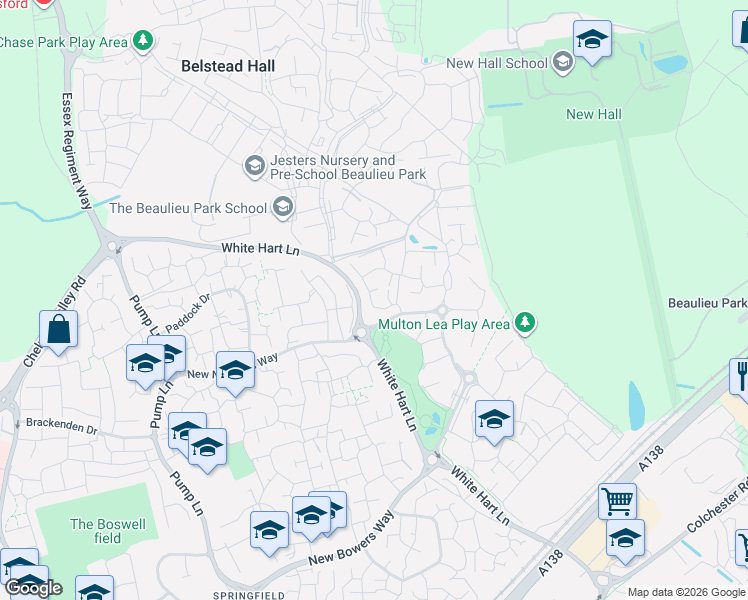 map of restaurants, bars, coffee shops, grocery stores, and more near 14 Albemarle Link in Essex
