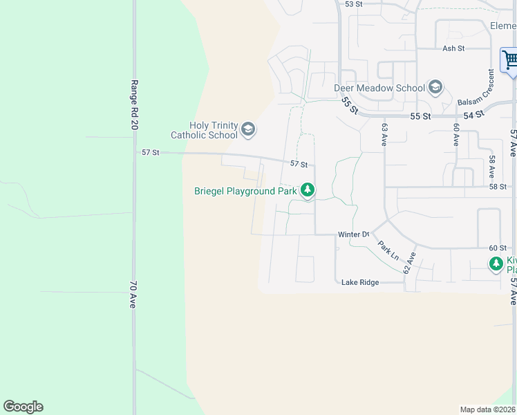 map of restaurants, bars, coffee shops, grocery stores, and more near 28 Winter Drive in Olds
