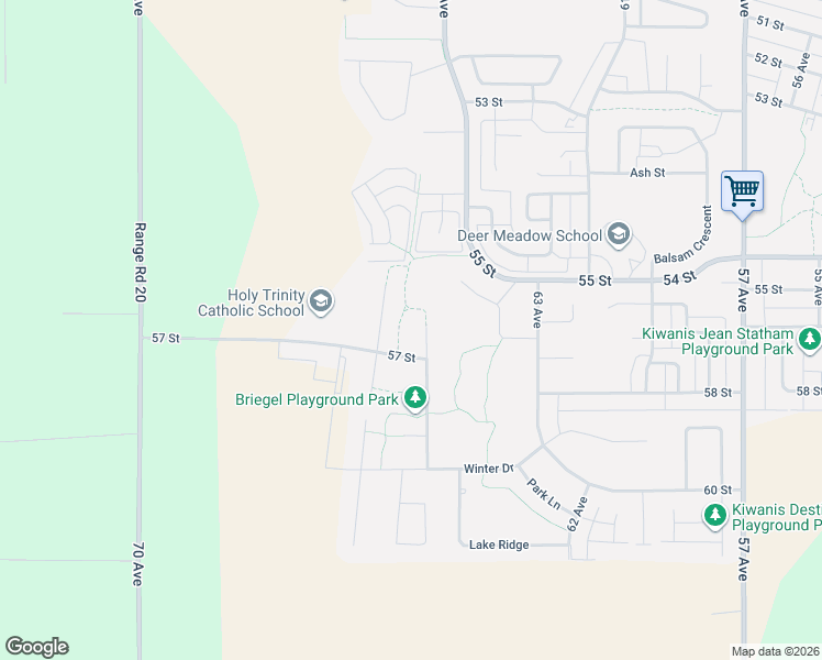 map of restaurants, bars, coffee shops, grocery stores, and more near 19 Erhart Close in Olds