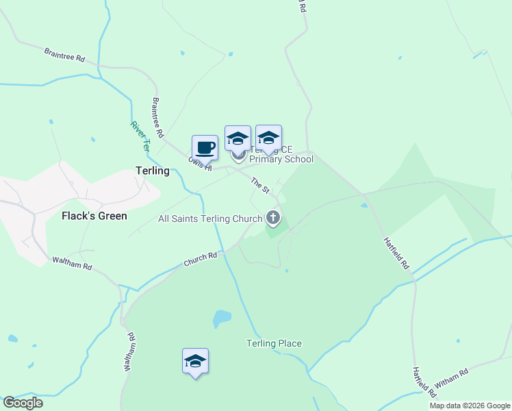 map of restaurants, bars, coffee shops, grocery stores, and more near 5 The Estate Yard in Essex