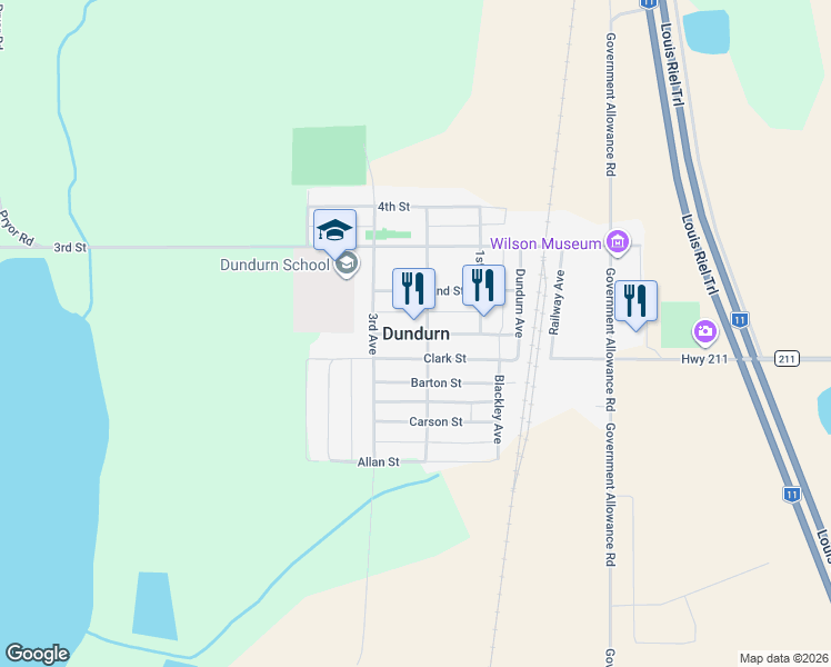 map of restaurants, bars, coffee shops, grocery stores, and more near in Dundurn