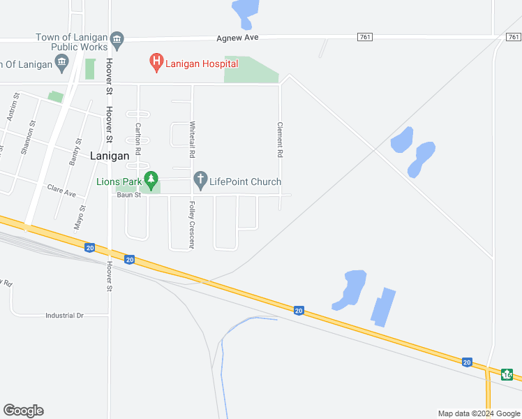 map of restaurants, bars, coffee shops, grocery stores, and more near 15 Robertson Road in Lanigan