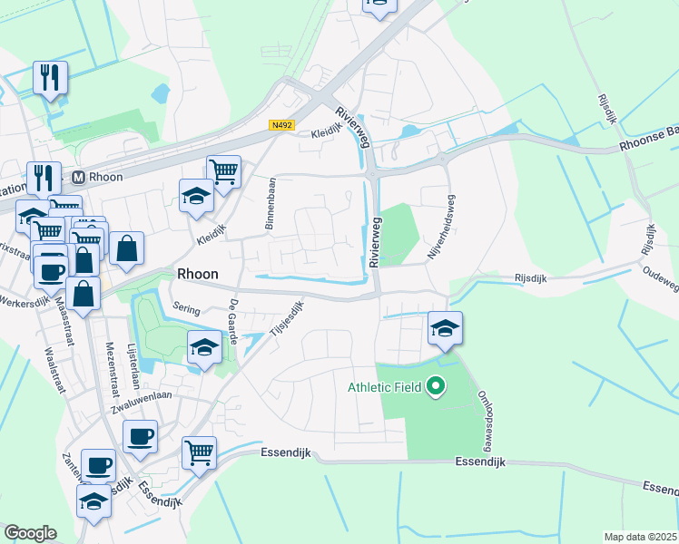 map of restaurants, bars, coffee shops, grocery stores, and more near 129 Ghijseland in Rhoon