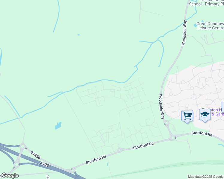 map of restaurants, bars, coffee shops, grocery stores, and more near Cygnet Way in Essex