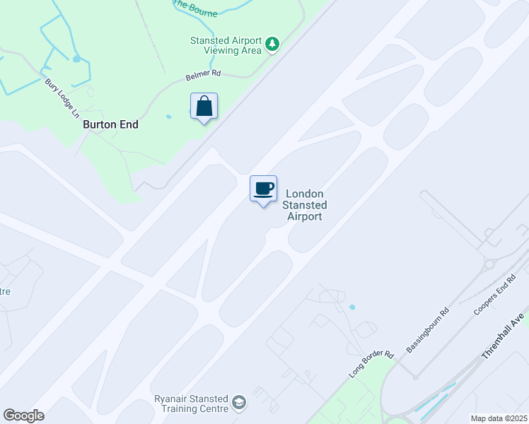 map of restaurants, bars, coffee shops, grocery stores, and more near Bassingbourn Road in Essex