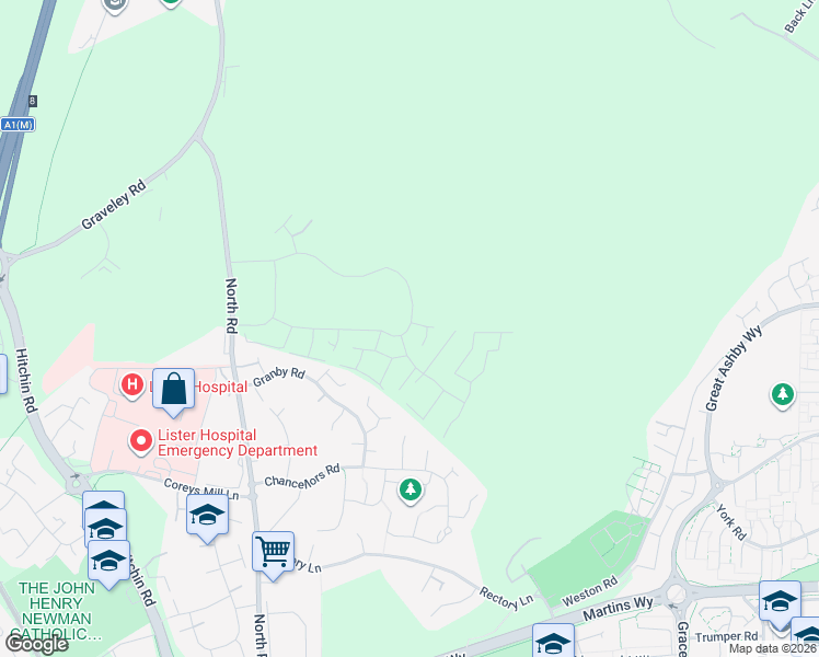 map of restaurants, bars, coffee shops, grocery stores, and more near 21 Forster Way in Hertfordshire