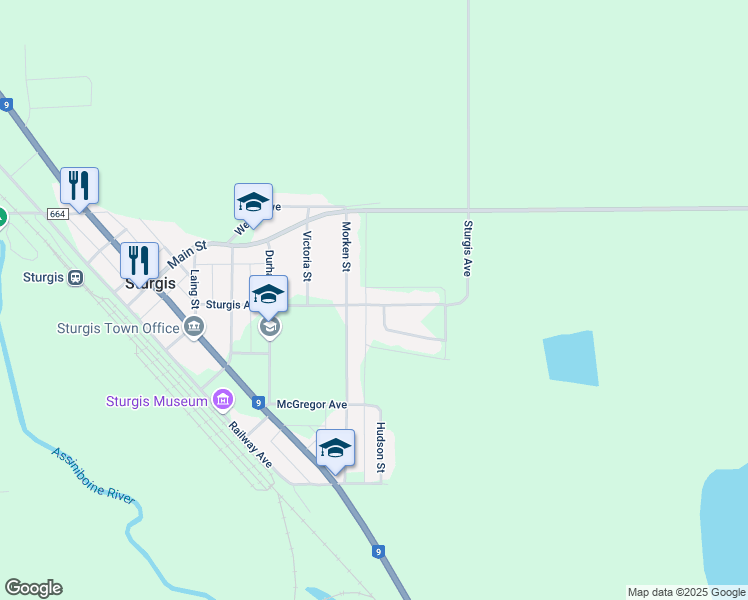 map of restaurants, bars, coffee shops, grocery stores, and more near 805 Sturgis Avenue in Sturgis