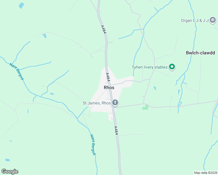 map of restaurants, bars, coffee shops, grocery stores, and more near in Rhos