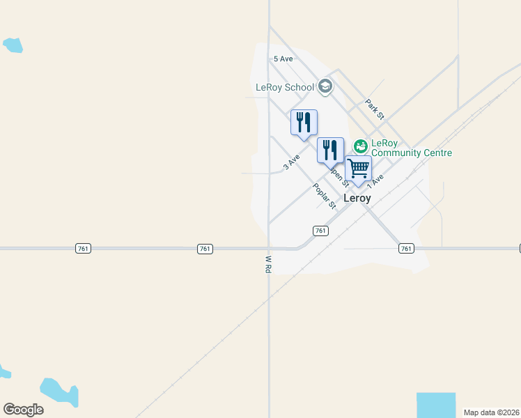 map of restaurants, bars, coffee shops, grocery stores, and more near 210 West Road in Leroy