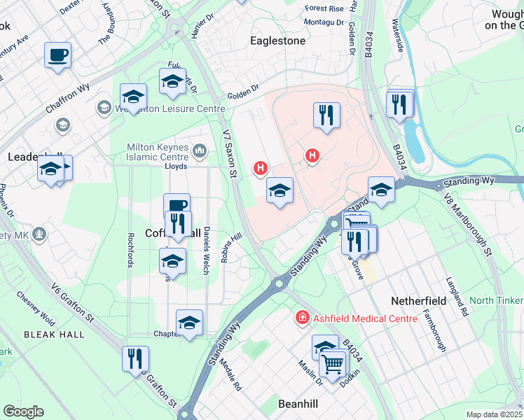 map of restaurants, bars, coffee shops, grocery stores, and more near in Buckinghamshire