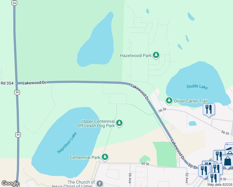 map of restaurants, bars, coffee shops, grocery stores, and more near Aspen Heights Way in Innisfail