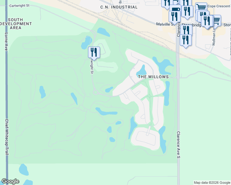 map of restaurants, bars, coffee shops, grocery stores, and more near in Saskatoon