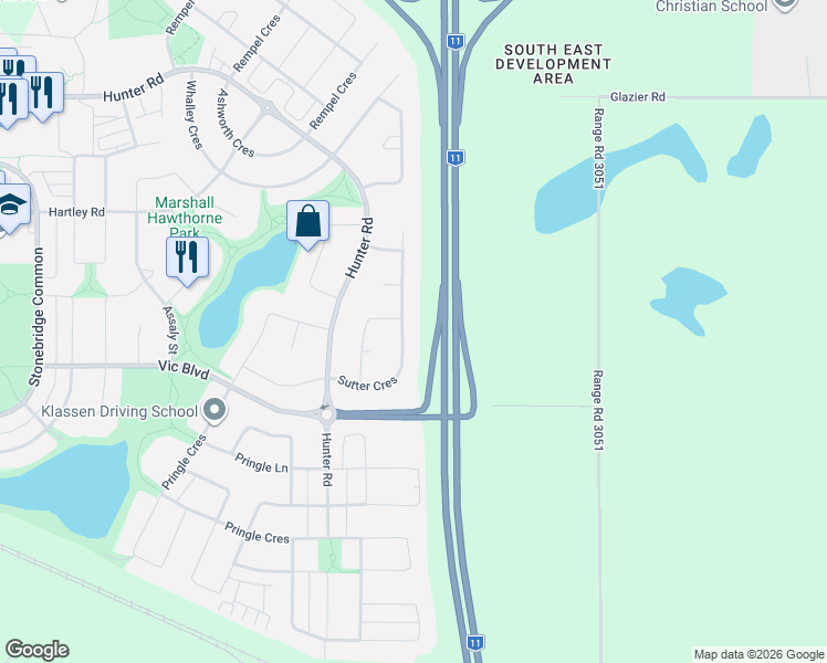 map of restaurants, bars, coffee shops, grocery stores, and more near 710 Sutter Crescent in Saskatoon