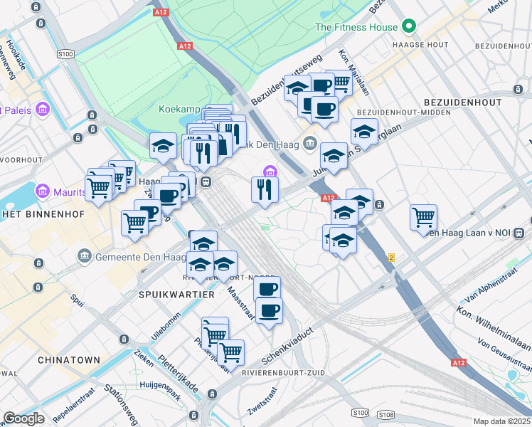 map of restaurants, bars, coffee shops, grocery stores, and more near 571 Jan van Riebeekstraat in The Hague
