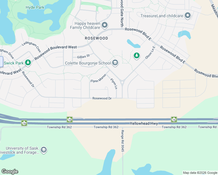 map of restaurants, bars, coffee shops, grocery stores, and more near 403 Flynn Lane in Saskatoon