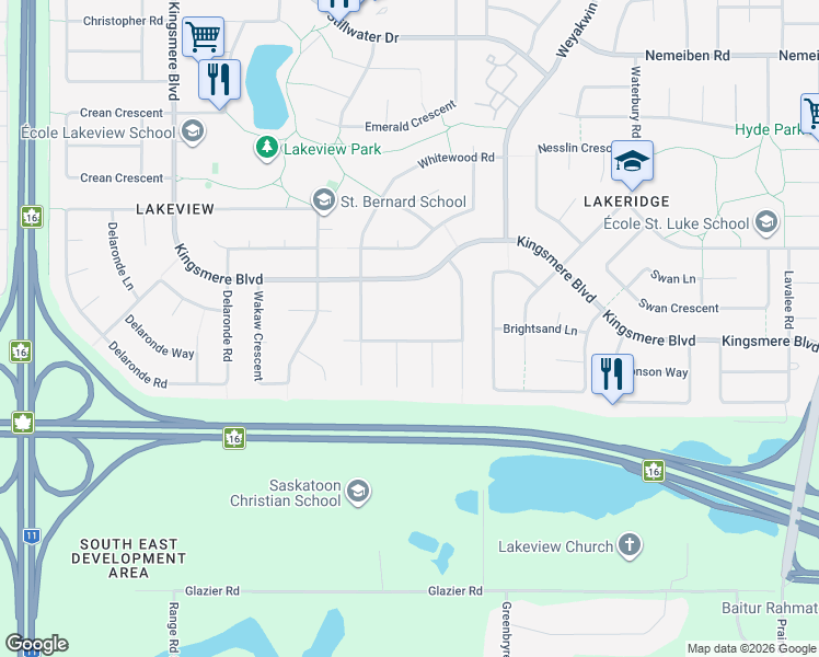 map of restaurants, bars, coffee shops, grocery stores, and more near 431 Wollaston Crescent in Saskatoon