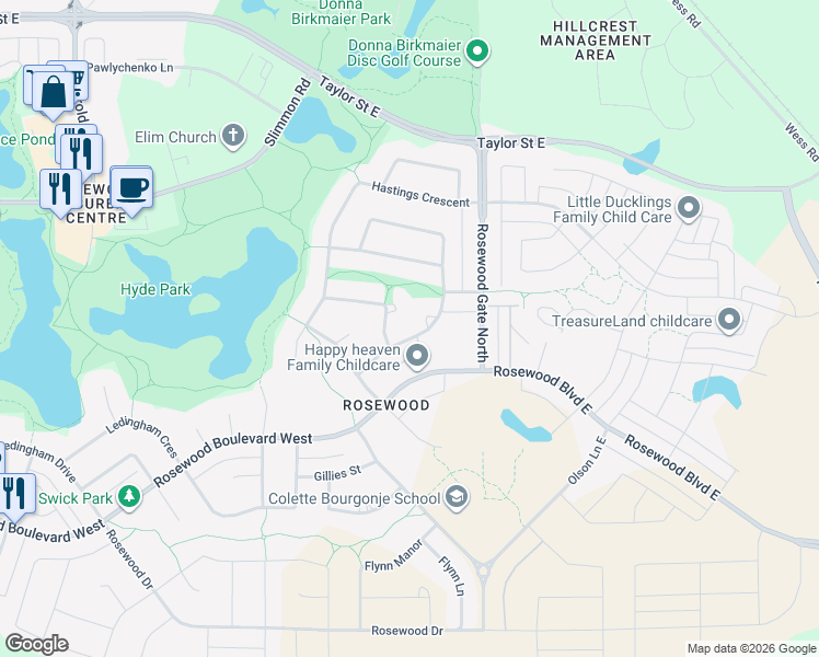 map of restaurants, bars, coffee shops, grocery stores, and more near 902 Werschner Crescent in Saskatoon
