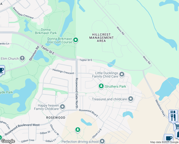 map of restaurants, bars, coffee shops, grocery stores, and more near 114 Sinclair Crescent in Saskatoon