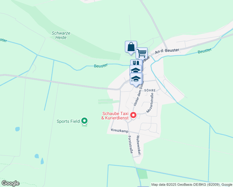 map of restaurants, bars, coffee shops, grocery stores, and more near in Diekholzen