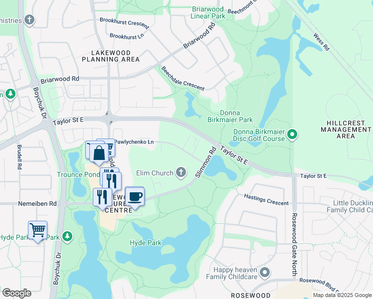 map of restaurants, bars, coffee shops, grocery stores, and more near 166 Pawlychenko Lane in Saskatoon