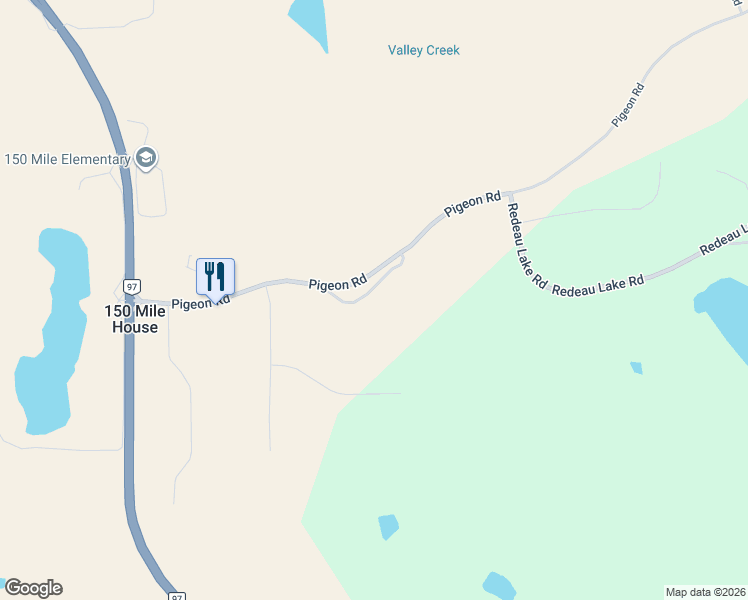 map of restaurants, bars, coffee shops, grocery stores, and more near 3028 Pigeon Road in 150 Mile House