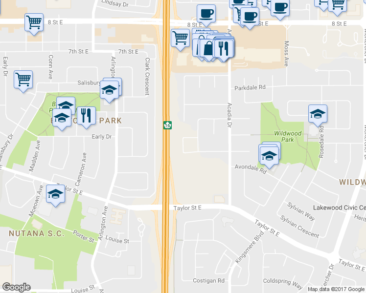 map of restaurants, bars, coffee shops, grocery stores, and more near 330 Haight Crescent in Saskatoon