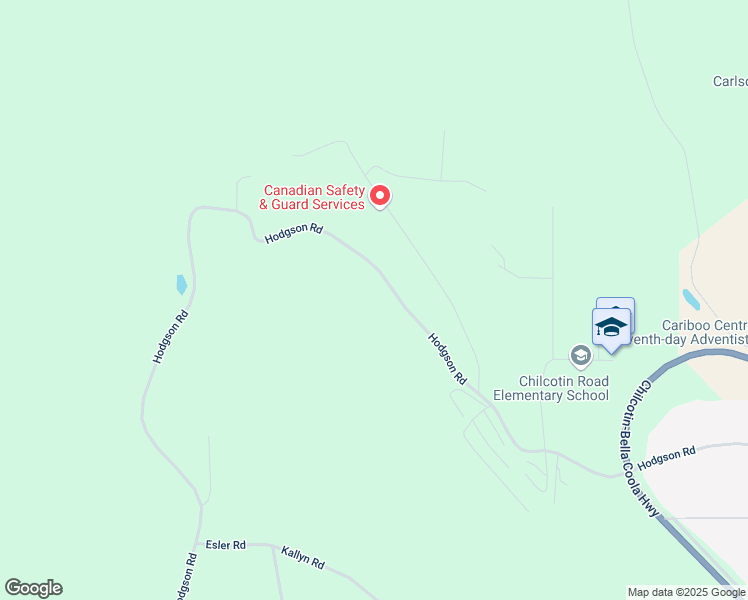 map of restaurants, bars, coffee shops, grocery stores, and more near 927 Hodgson Road in Williams Lake