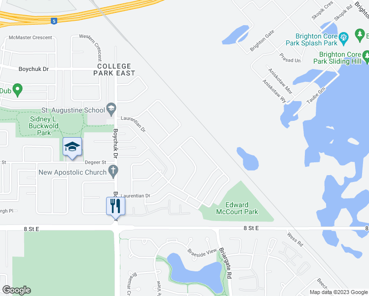 map of restaurants, bars, coffee shops, grocery stores, and more near 686 Guelph Crescent in Saskatoon