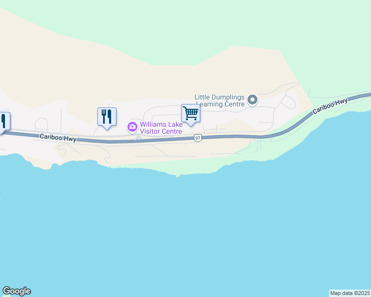 map of restaurants, bars, coffee shops, grocery stores, and more near 1710 Signal Point Road in Williams Lake