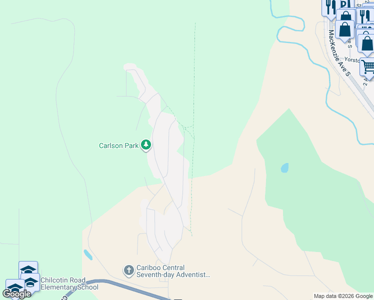 map of restaurants, bars, coffee shops, grocery stores, and more near 310 Foster Way in Williams Lake