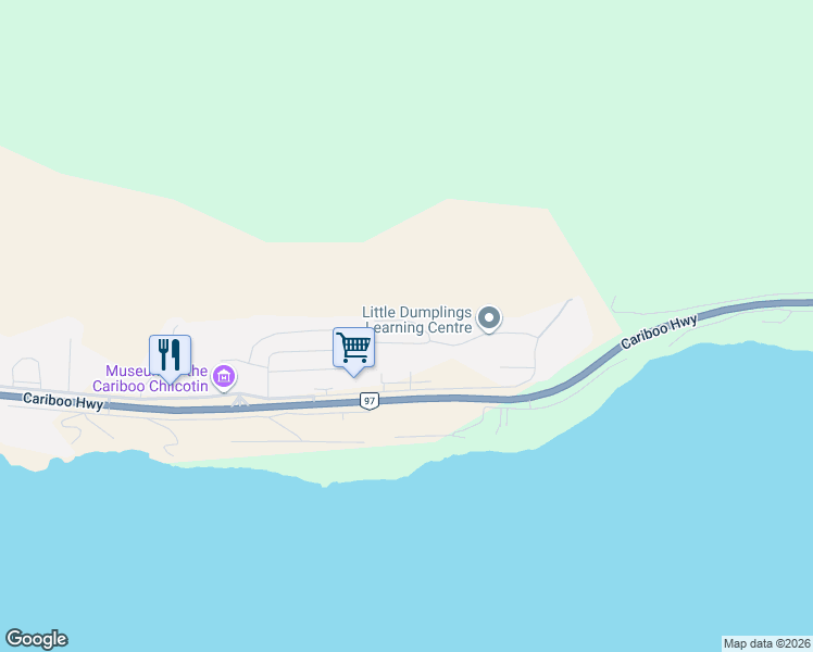 map of restaurants, bars, coffee shops, grocery stores, and more near 1880 Hamel Road in Williams Lake