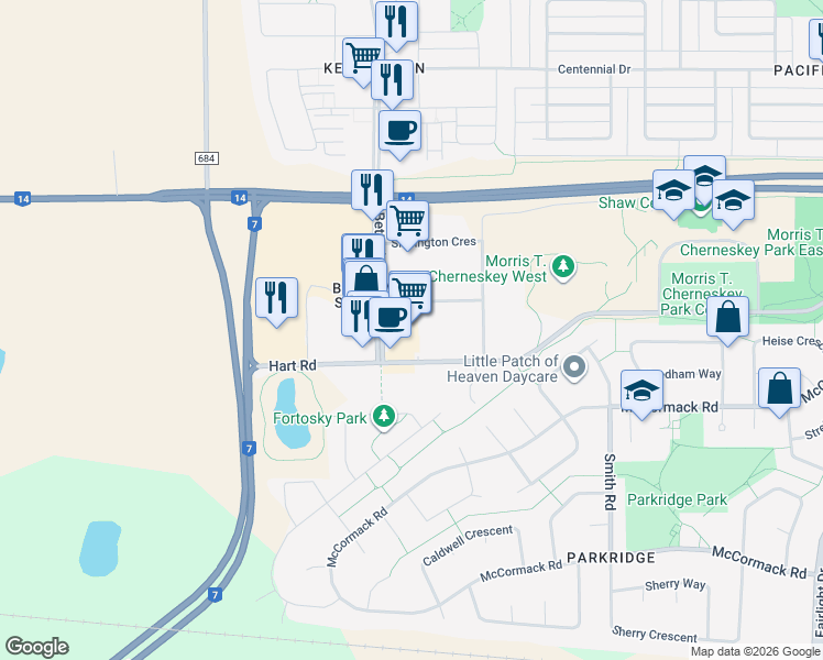 map of restaurants, bars, coffee shops, grocery stores, and more near 220 Betts Avenue in Saskatoon