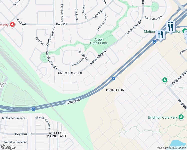 map of restaurants, bars, coffee shops, grocery stores, and more near 207 Sears Cove in Saskatoon
