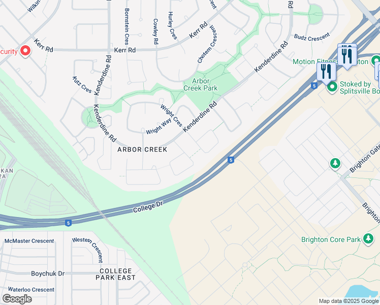 map of restaurants, bars, coffee shops, grocery stores, and more near 207 Sears Cove in Saskatoon