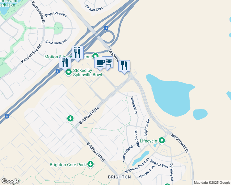 map of restaurants, bars, coffee shops, grocery stores, and more near 212 Brighton Gate in Saskatoon