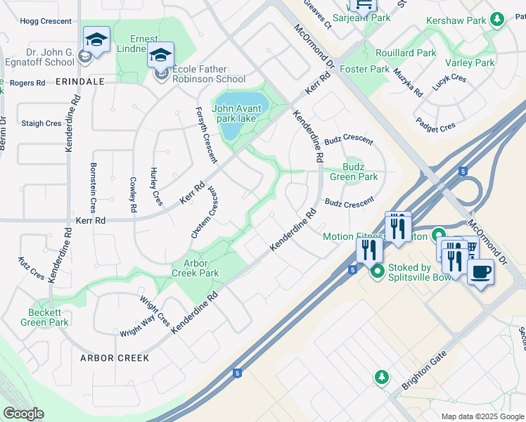map of restaurants, bars, coffee shops, grocery stores, and more near 226 Horlick Crescent in Saskatoon