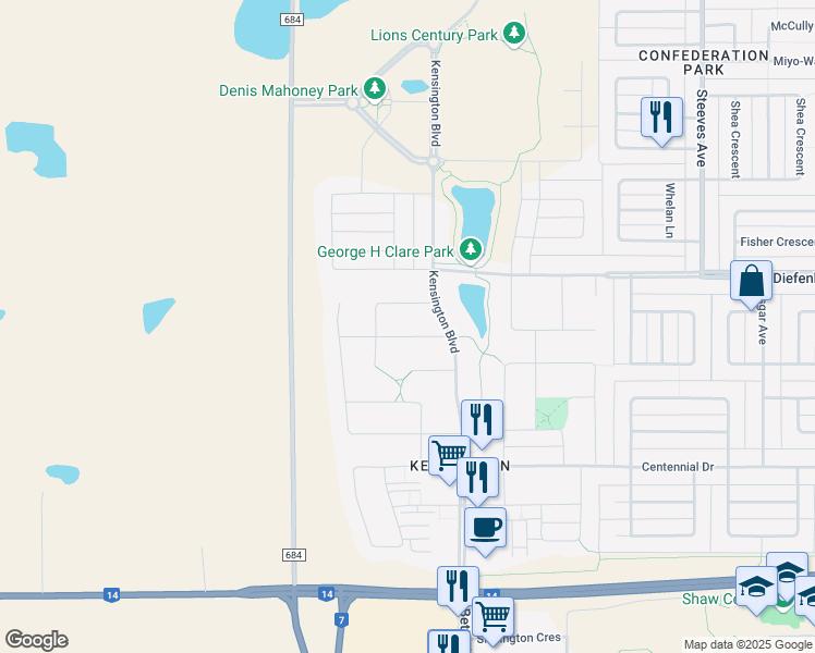 map of restaurants, bars, coffee shops, grocery stores, and more near 827 Labine Crescent in Saskatoon