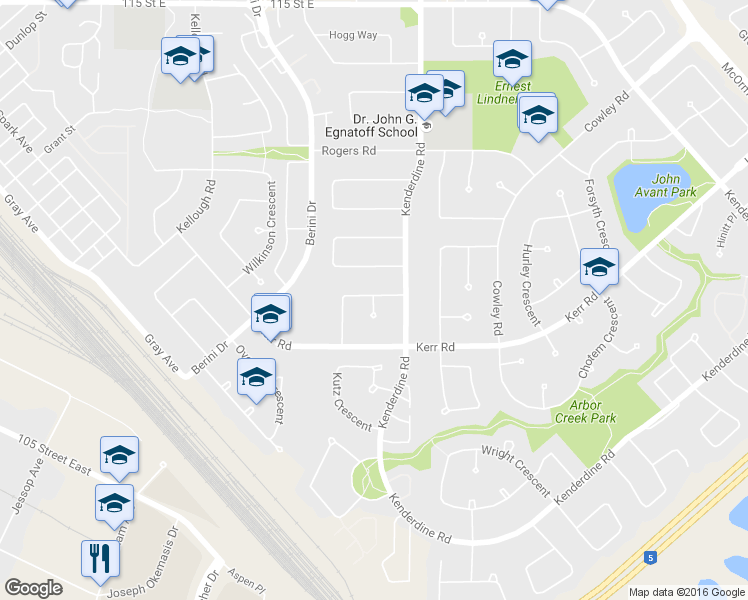 map of restaurants, bars, coffee shops, grocery stores, and more near 211 Gillam Place in Saskatoon