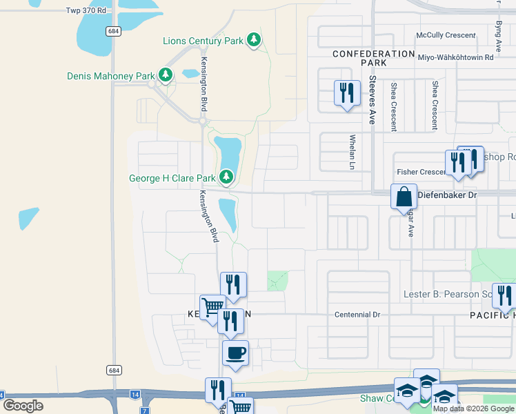 map of restaurants, bars, coffee shops, grocery stores, and more near 103 McArthur Lane in Saskatoon