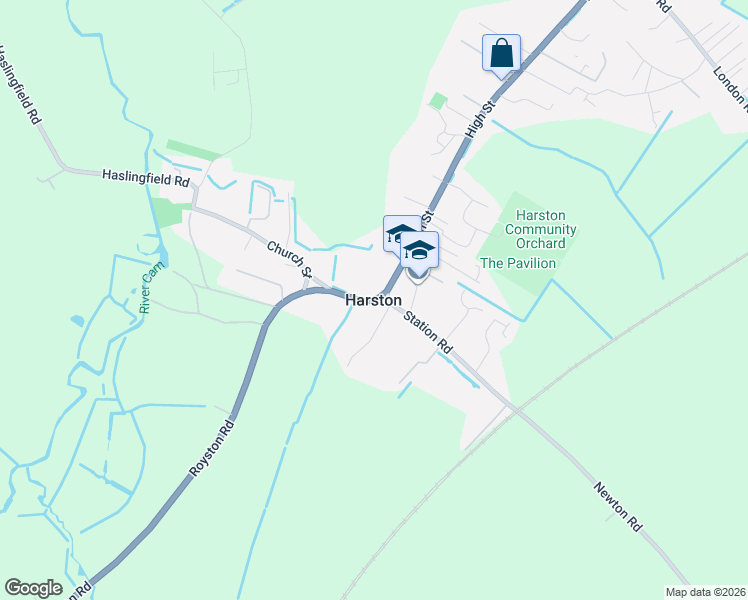 map of restaurants, bars, coffee shops, grocery stores, and more near in Harston